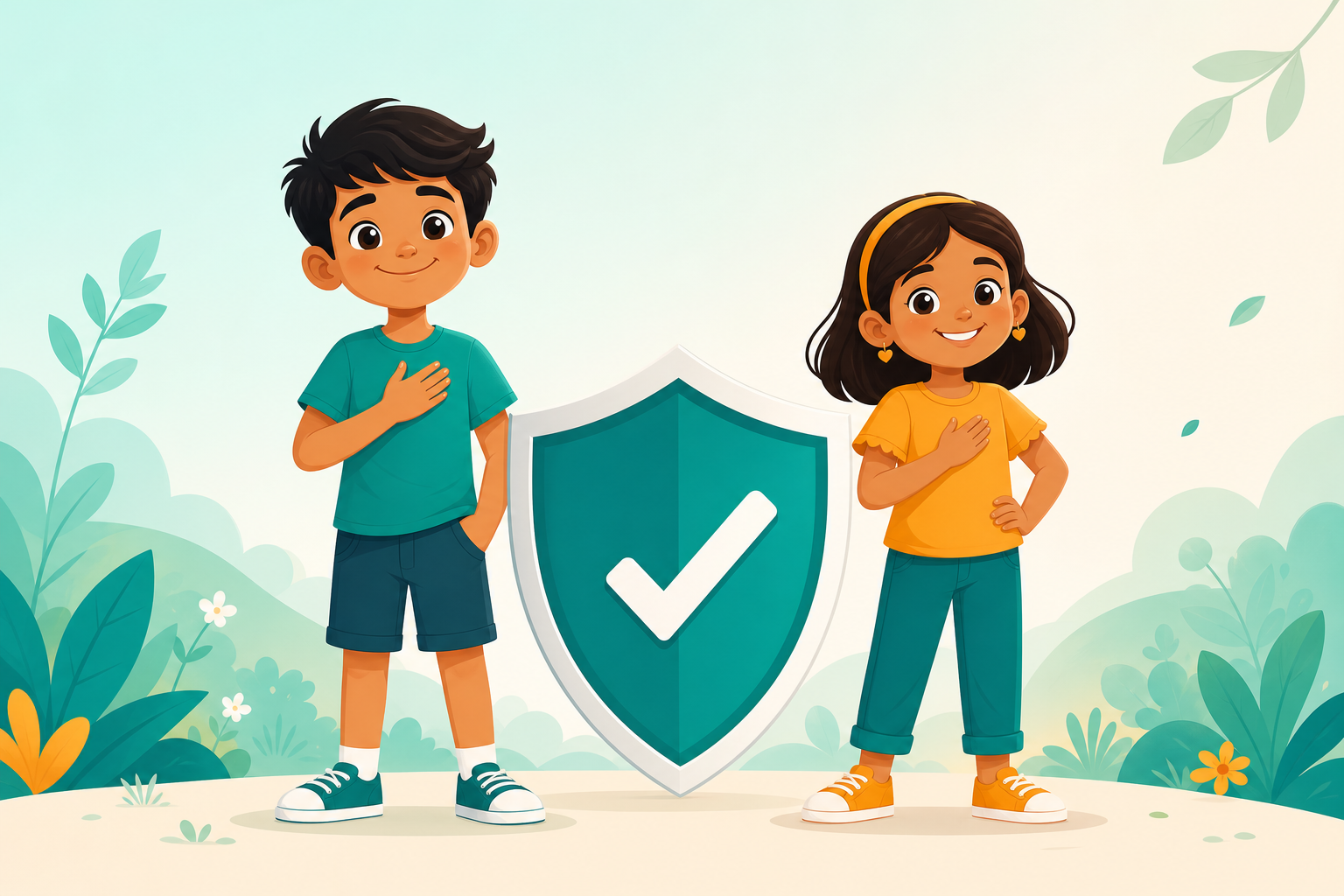 Empowered boy and girl learning personal safety under the POCSO Act